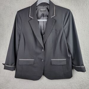 Jones New York Blazer Jacket Womens 20W Black Olivia Stretch Embroidered…